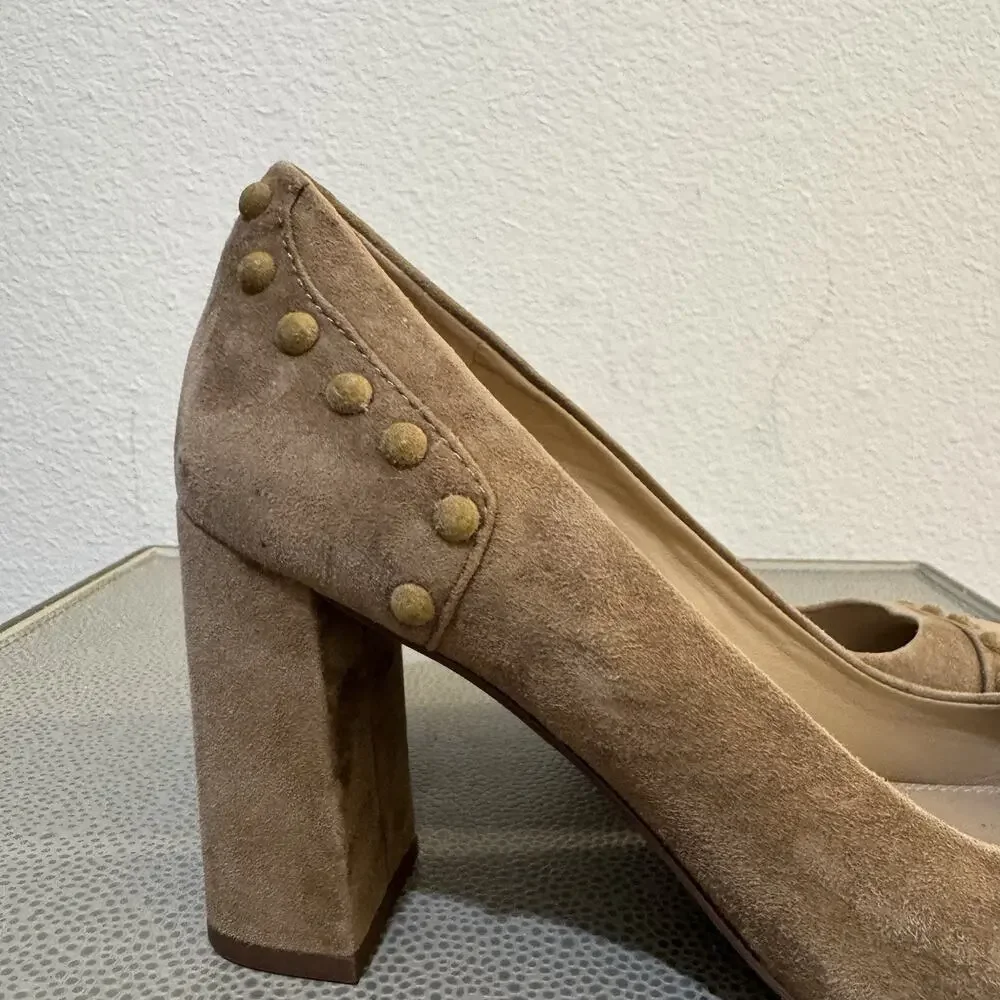 Tory Burch Brown Tan Colt 85mm Soho Suede Pump Sz 8.5 M
